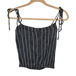 Elan Women's S Black and White Striped Tie Spaghetti Strap Top Only